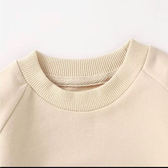 ORGANIC COTTON Kids CREWNECK and Joggers Set Cream - Picture 2 of 10